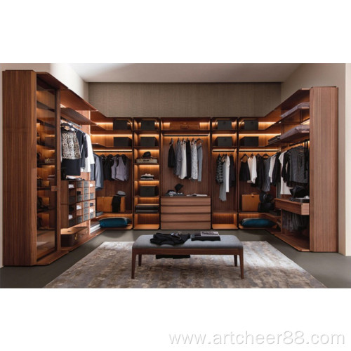 Custom fashion modern swing glass door built-in closet